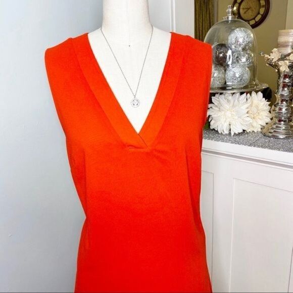 J. Crew Red V Neck Sleeveless Dress Flounce Hem 8 Medium - Picture 3 of 8